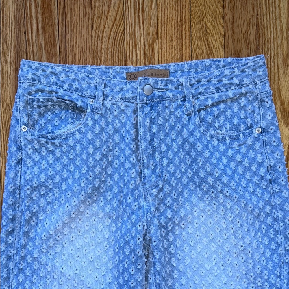 Light Blue Straight Jeans with eyelet Design